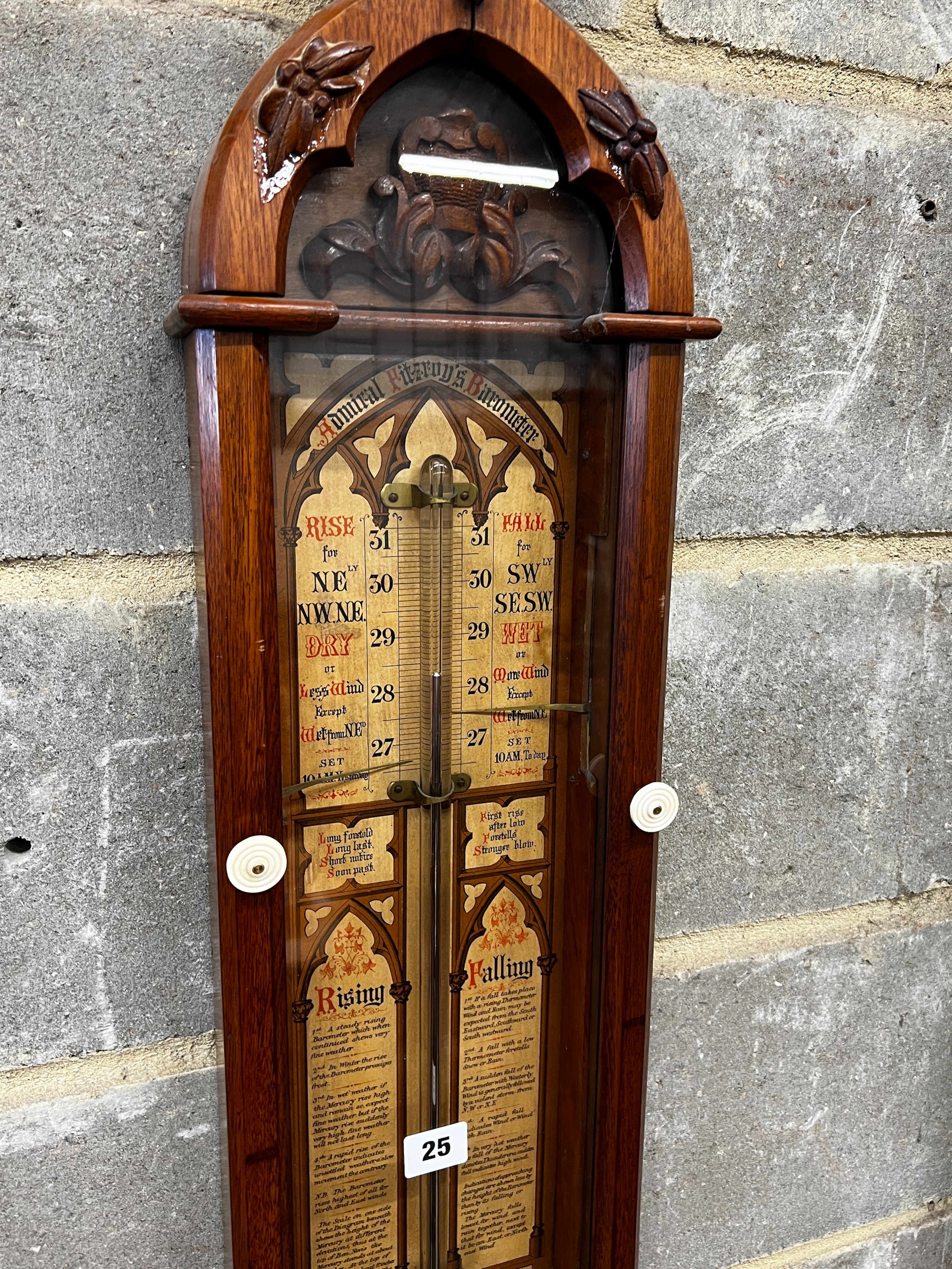 A Victorian oak Admiral Fitzroy type barometer by Thomas Woolley, Chester, height 116cm
